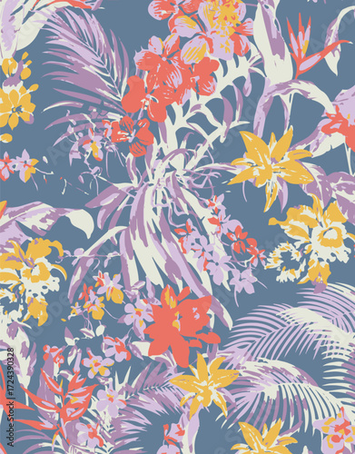 Classic Popular Flower Seamless pattern background - For easy making seamless pattern use it for filling any contours