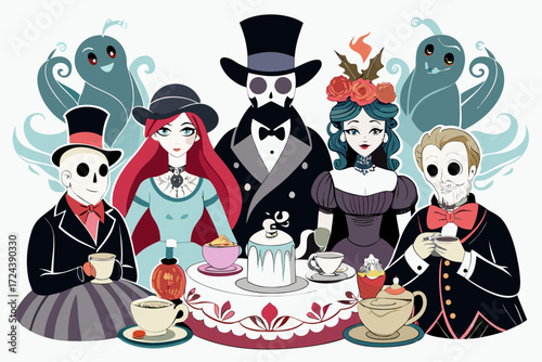 A mysterious haunted library illustration featuring enchanted books flying like bats in the moonlit night. Perfect for Halloween backgrounds, spooky party invitations, eerie posters, gothic fantasy ar