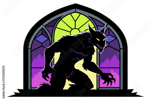 A mysterious haunted library illustration featuring enchanted books flying like bats in the moonlit night. Perfect for Halloween backgrounds, spooky party invitations, eerie posters, gothic fantasy ar