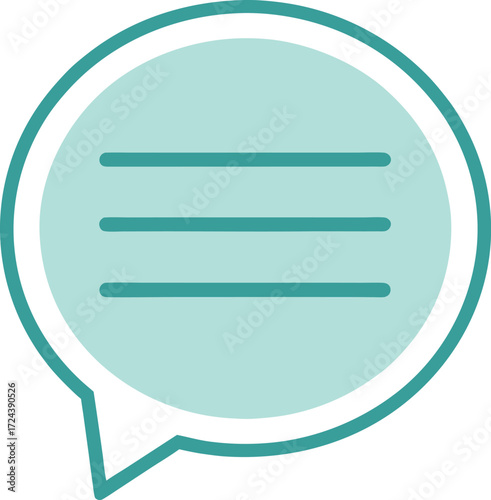 Thin line icon of a dialogue bubble with three horizontal lines.