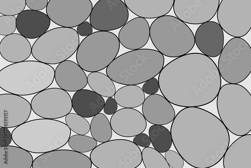 Vector illustration of smooth gray pebbles in various sizes