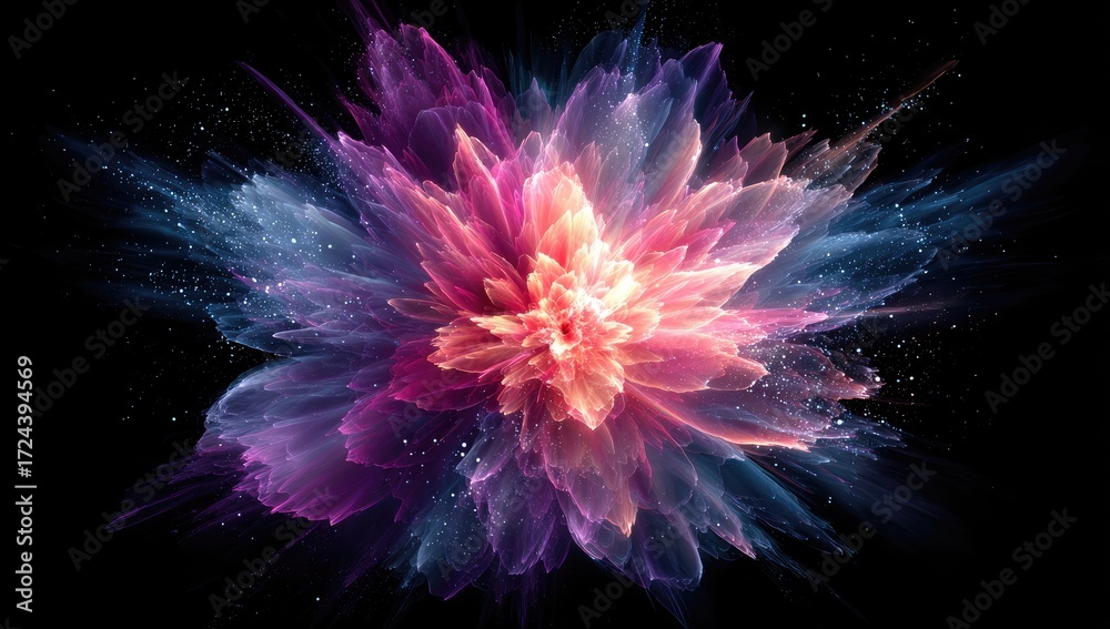 Fototapeta premium Abstract flower explosion in vibrant colors