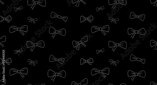 Elegant black background with sketched bow ties for textile or wallpaper design