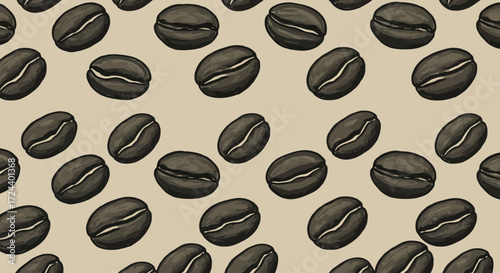 Seamless pattern of coffee beans, perfect for backgrounds and creative projects