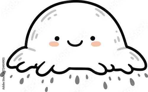 Adorable Cartoon Melting Ice Cream Cone.