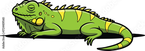 Cartoon Green Iguana Illustration 1.