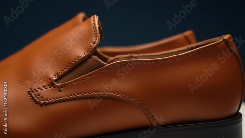 Close-up of tan leather shoes