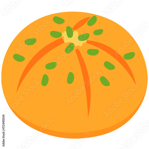 Fresh baked bun with topping illustration, perfect for bakery, breakfast menu, snack design, and homemade bread concept.
