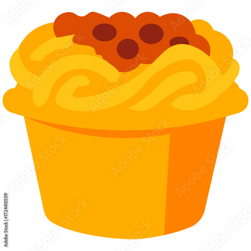 Creamy macaroni and cheese illustration in cup with topping, perfect for comfort food, restaurant, and menu design concept.