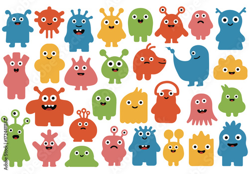 Colorful Cartoon Monster Characters Collection.