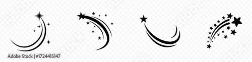 shooting star icon set. vector illustration on transparent background.