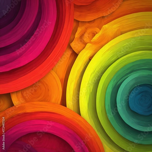 Fototapeta Naklejka Na Ścianę i Meble -  Abstract layered rainbow circles background