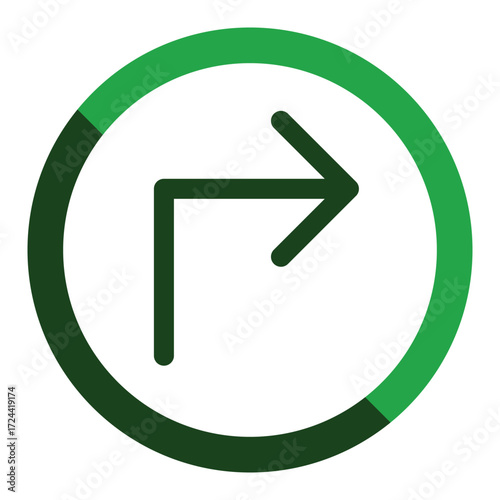 Green circle with a rightpointing arrow inside