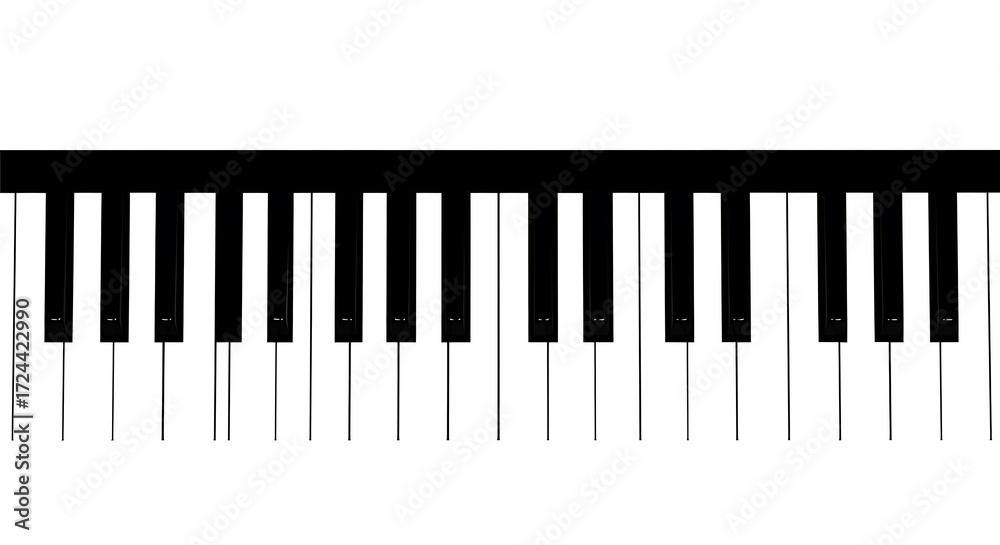 Fototapeta premium Simple piano keyboard design in black and white, showcasing musical instrument keys.