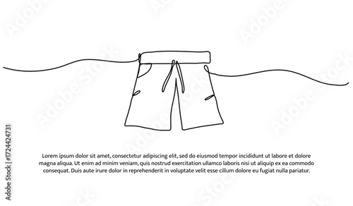 One line of beach shorts. Abstract minimal continuous line.