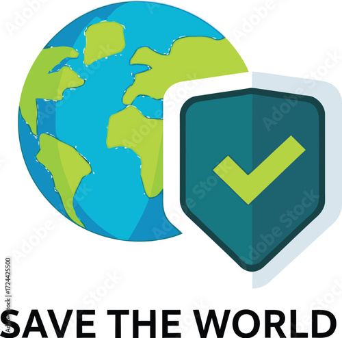 Support global protection with our planet earth and security shield icon, show your commitment to environmental safety and protection with this graphic