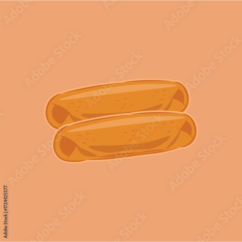 Illustration of a taquito or tortilla or kebab a food filled with meat and wrapped in spring roll