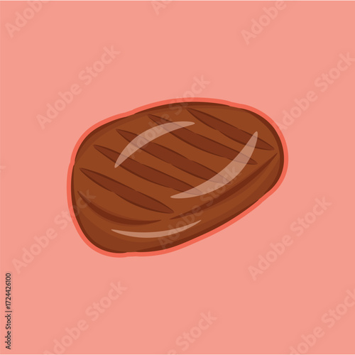 Illustration of grilled meat, roasted meat, fast food grilled meat with a spicy and delicious taste