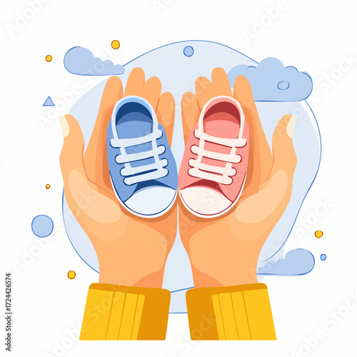 Gentle Hands Holding Tiny Baby Shoes