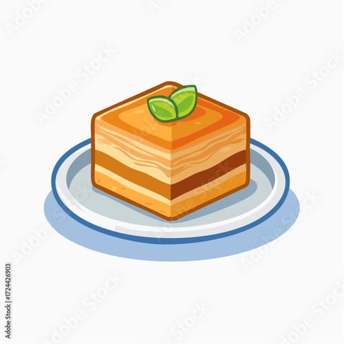 Layered Dessert Square on Plate