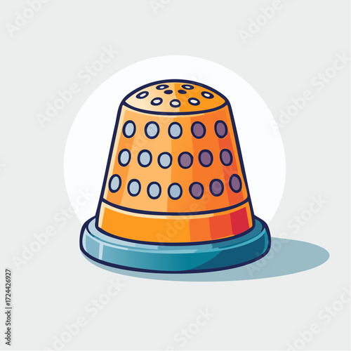 Orange and Teal Pixel Art Thimble Illustration