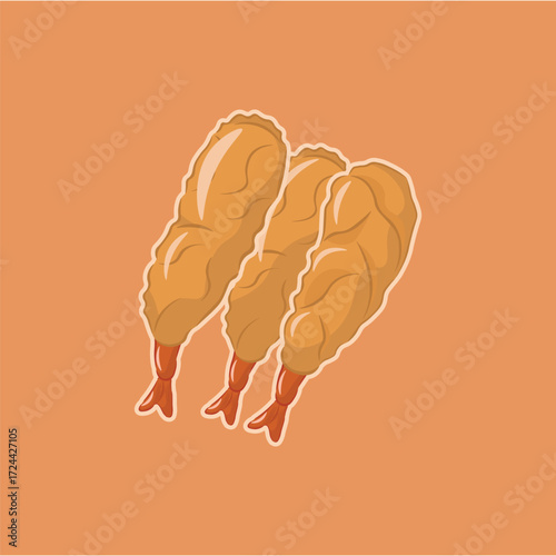 illustration of fried shrimp, or tempura, fast food, fried food
