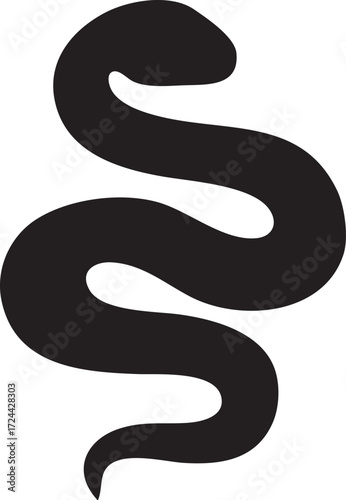 Black snake silhouette icon isolated on white background for graphic design