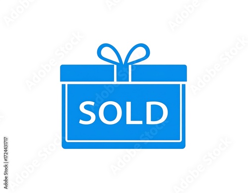 Blue gift box icon with 