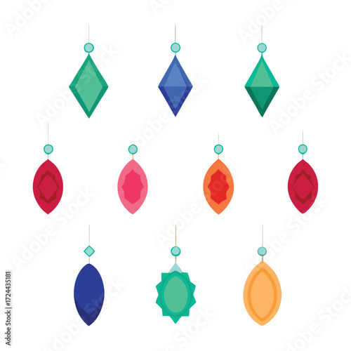 Assortment of colorful hanging gemstone ornaments jewel