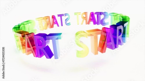 color glass text start on white bg able to loop