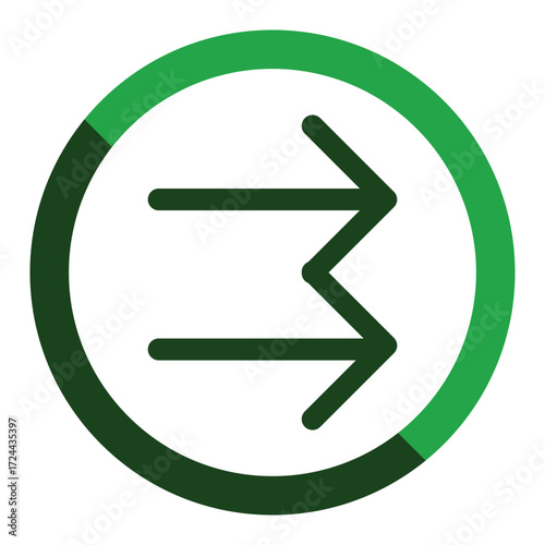 Green circle with two parallel arrows pointing right