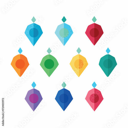 Collection of Colorful Gemstone Icons jewel symbol