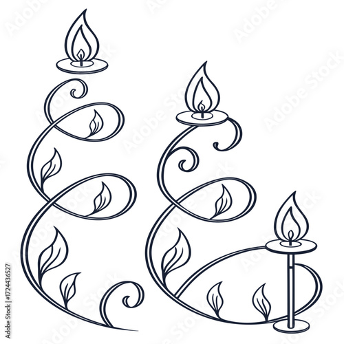Elegant decorative wrought iron candle holders with swirling vines and leaves creating a romantic and timeless ambiance for celebrations and events