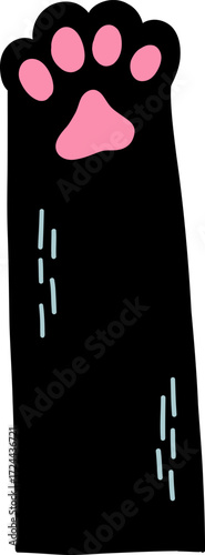 Black cat paw with pink toe pads and a light blue tear drop marks