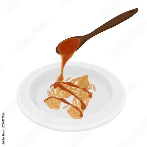 Vector Illustration Logo Clipart Maejakgwa Drizzled with Ginger Syrup
