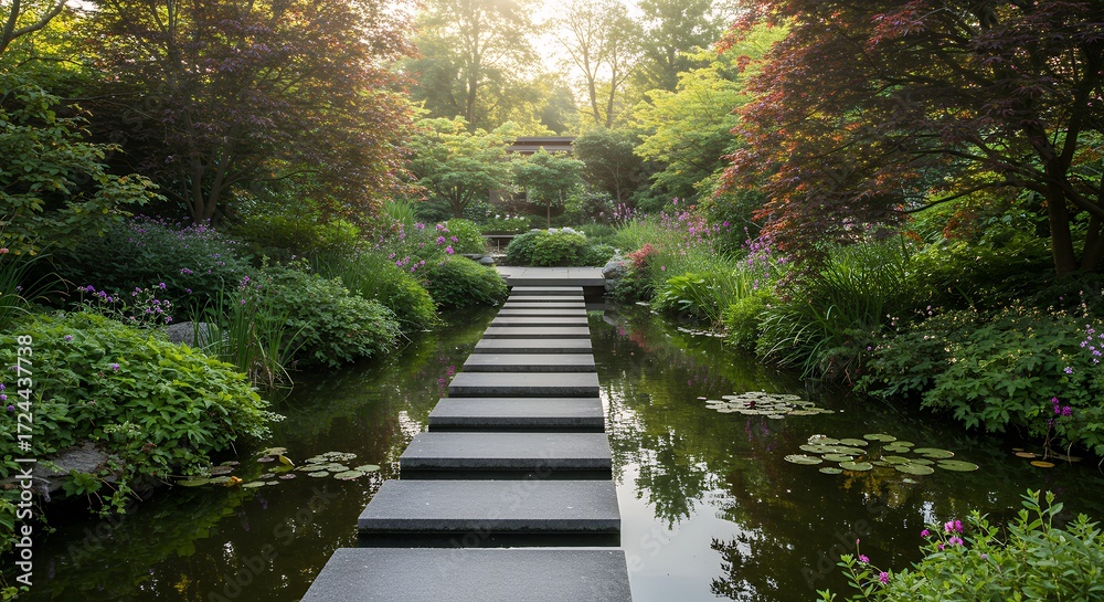 Obraz premium Water garden steps path