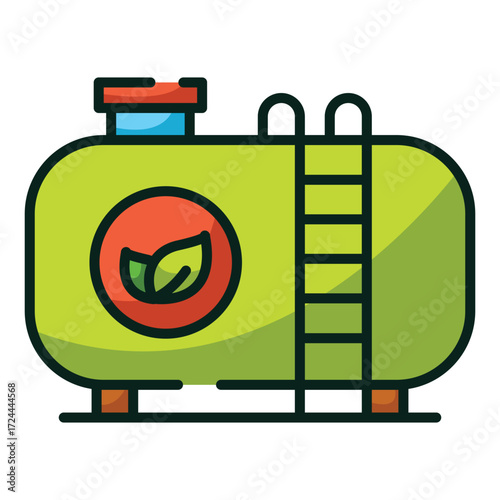 Green fuel tank with a leaf icon and ladder