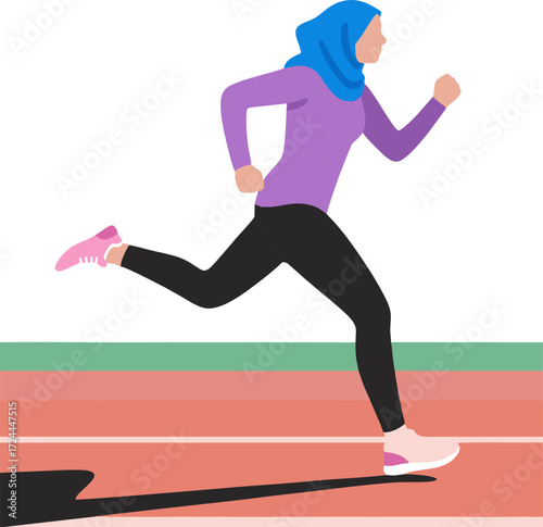 silhouette of a Muslim woman running 