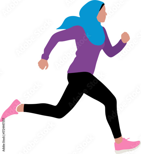 silhouette of a Muslim woman running 