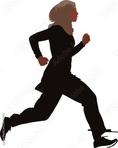 silhouette of a Muslim woman running 