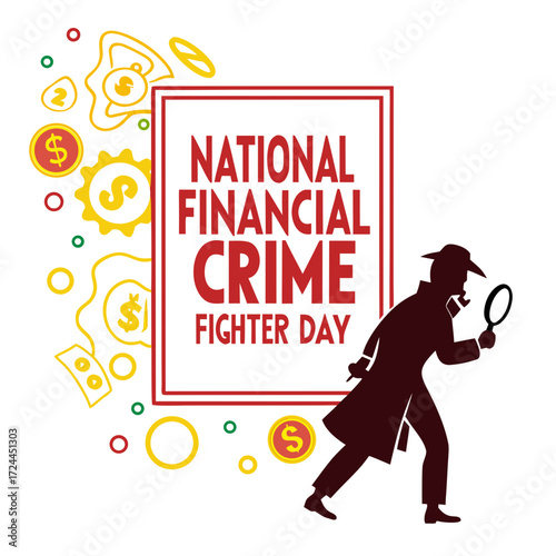 NATIONAL FINANCIAL CRIME FIGHTER DAY vector illustration