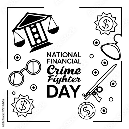NATIONAL FINANCIAL CRIME FIGHTER DAY vector illustration