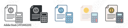 Accounting Icon Set Multiple Style Collection