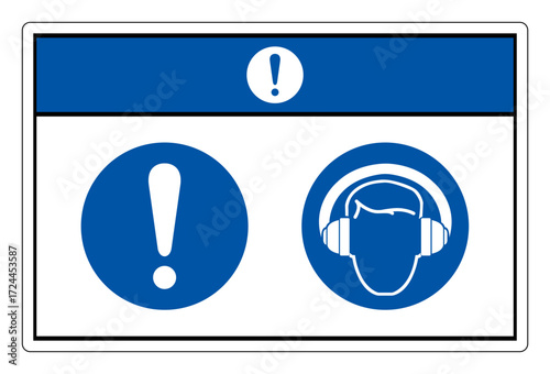 Notice Wear Earmuff Symbol Sign,Vector Illustration, Isolated On White Background Label.EPS10