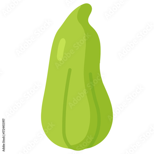 Whole fresh chayote vegetable illustration, perfect for healthy recipe design, farm produce, vegetarian cuisine, and organic food concept.
