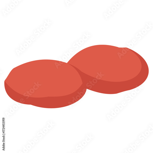 Fresh red tomato slices illustration, perfect for salad recipe, sandwich design, healthy cuisine, and vegetarian meal concept.

