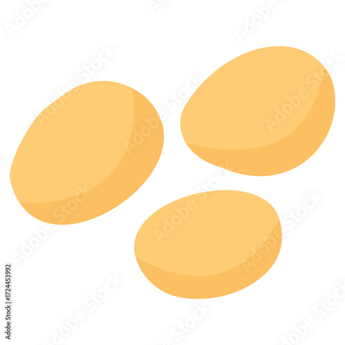 Fresh yellow potatoes illustration, perfect for kitchen recipe design, farm produce, and comfort food ingredient concept.
