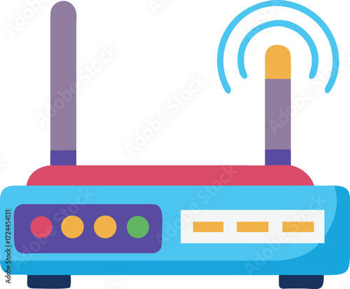 A router displaying a wireless signal icon, indicating active internet connectivity.