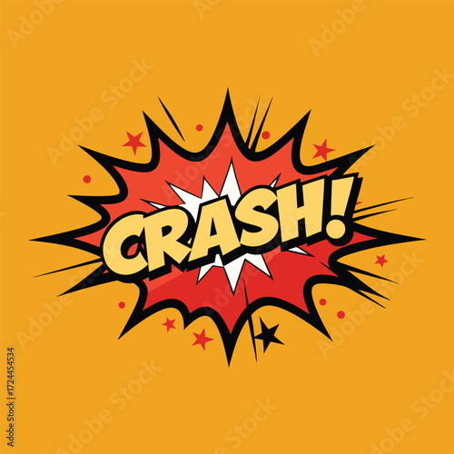 A comic book explosion graphic featuring the word "CRASH" prominently displayed in bold letters.