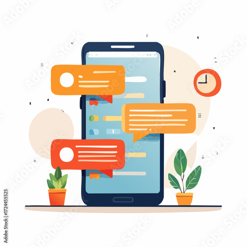 Smartphone Messaging App Interface with Chat Bubbles